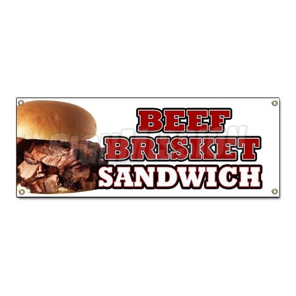 BEEF BRISKET SANDWICH BANNER SIGN slow cooked bar b que texas smoked
